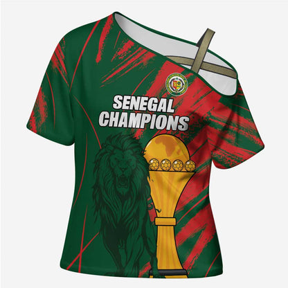 Custom Senegal Champions Football Cross Shoulder Shirt Lions of Teranga Rise Again