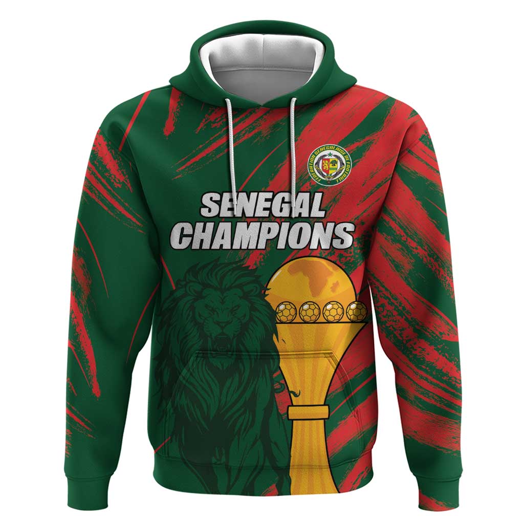 Custom Senegal Champions Football Hoodie Lions of Teranga Rise Again