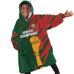 Custom Senegal Champions Football Kid Wearable Blanket Hoodie Lions of Teranga Rise Again