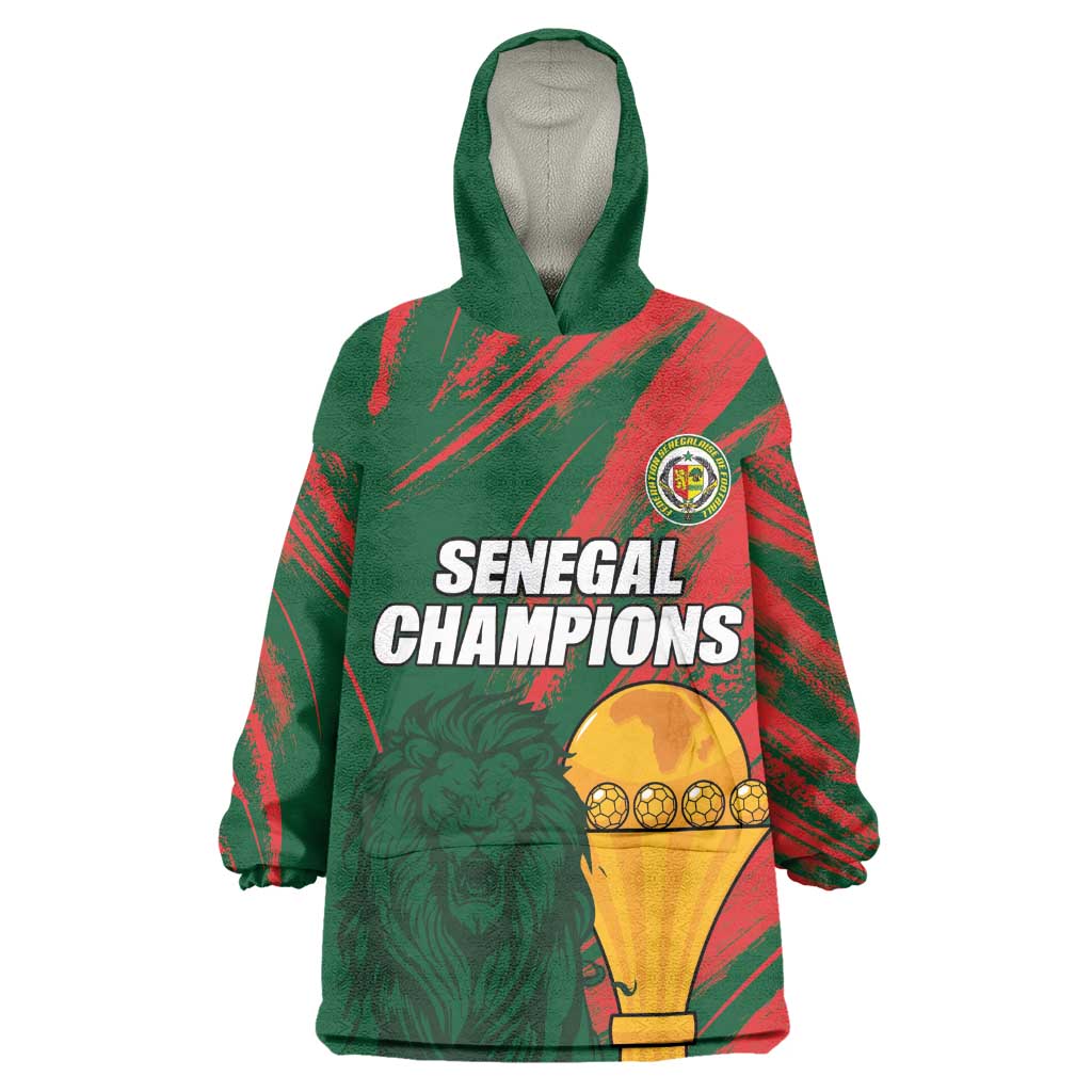 Custom Senegal Champions Football Kid Wearable Blanket Hoodie Lions of Teranga Rise Again