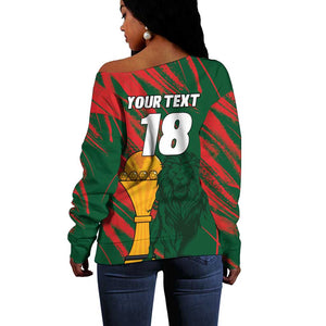 Custom Senegal Champions Football Off Shoulder Sweater Lions of Teranga Rise Again
