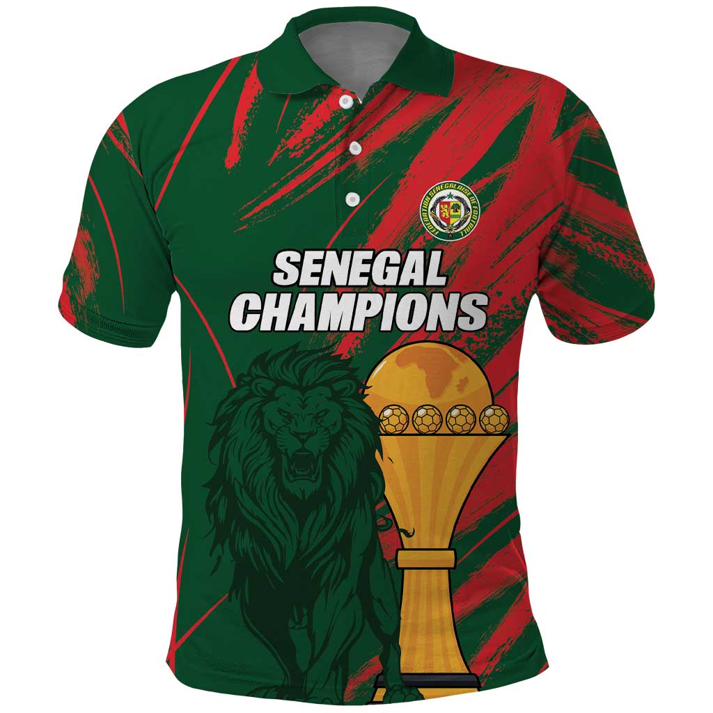 Custom Senegal Champions Football Polo Shirt Lions of Teranga Rise Again