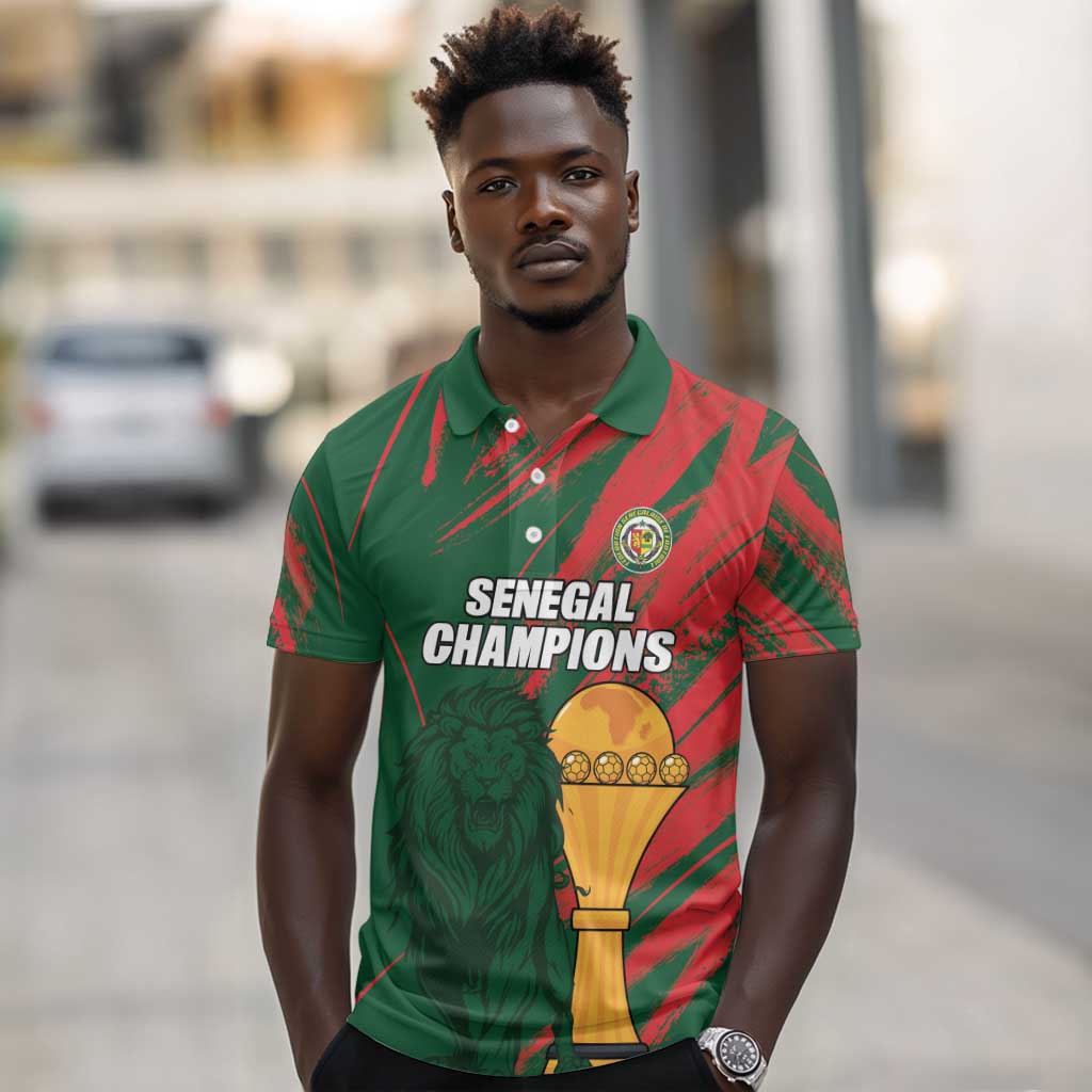 Custom Senegal Champions Football Polo Shirt Lions of Teranga Rise Again