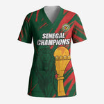 Custom Senegal Champions Football Scrub Top Lions of Teranga Rise Again