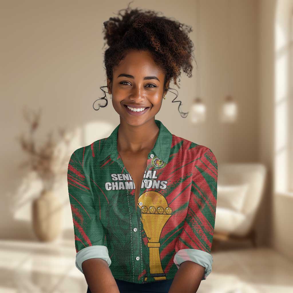 Custom Senegal Champions Football Women Casual Shirt Lions of Teranga Rise Again