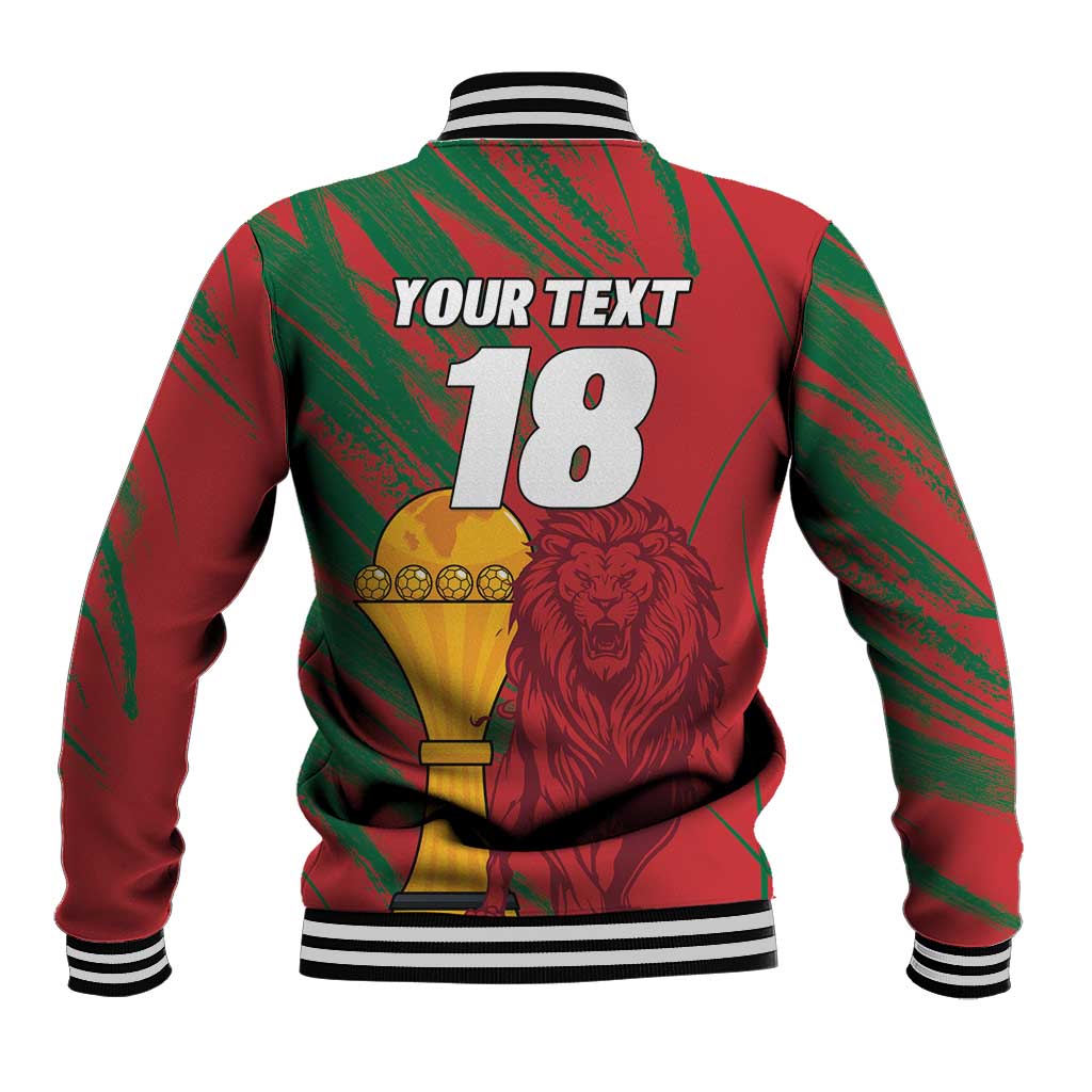Custom Morocco Champions Football Baseball Jacket Atlas Lions Grunge Motif