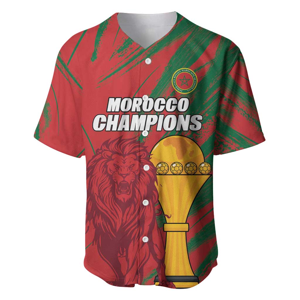 Custom Morocco Champions Football Baseball Jersey Atlas Lions Grunge Motif