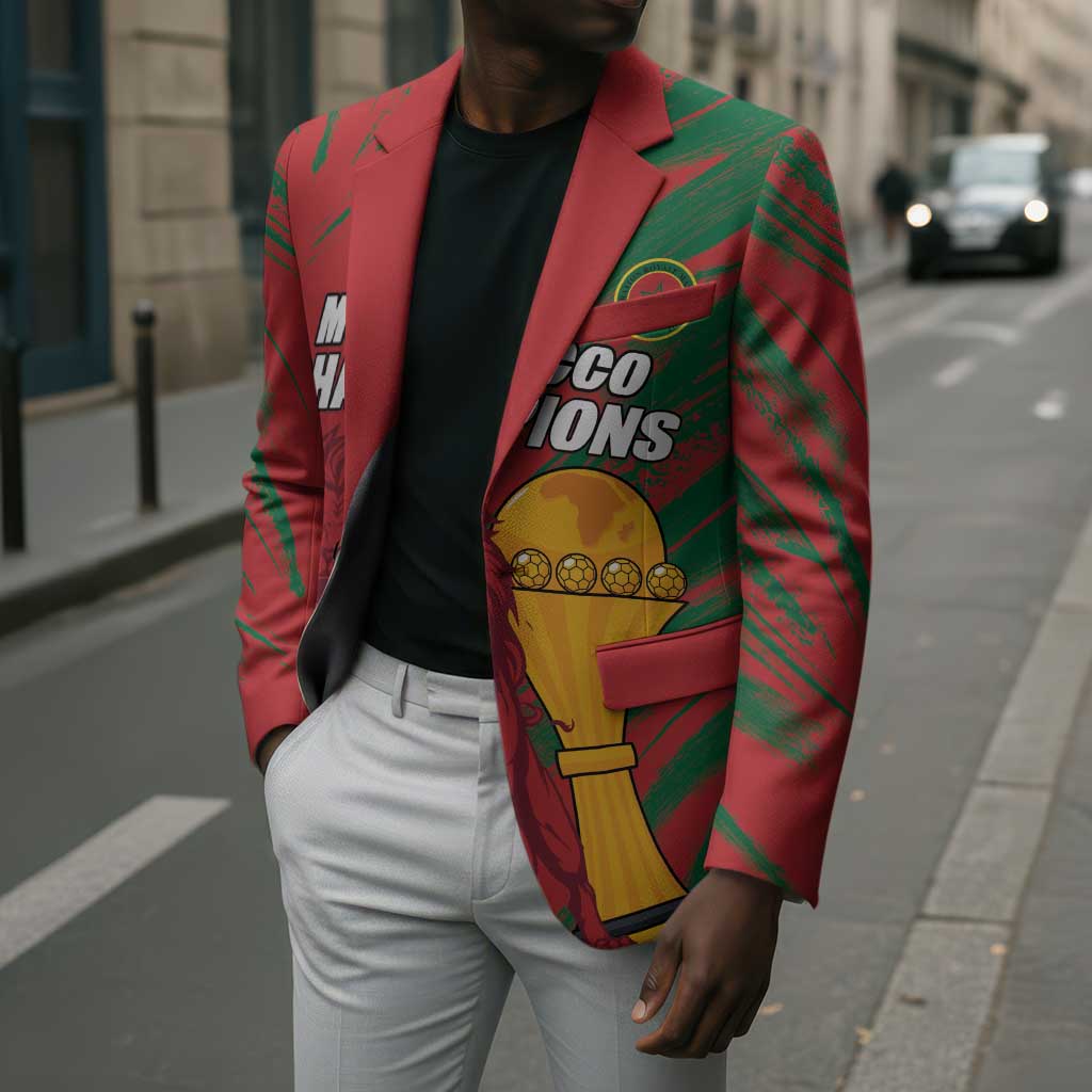 Custom Morocco Champions Football Blazer Atlas Lions Grunge Motif