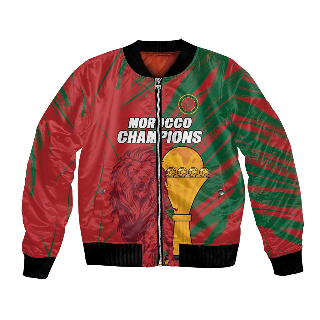 Custom Morocco Champions Football Bomber Jacket Atlas Lions Grunge Motif