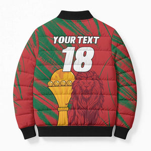 Custom Morocco Champions Football Bomber Puffer Jacket Atlas Lions Grunge Motif