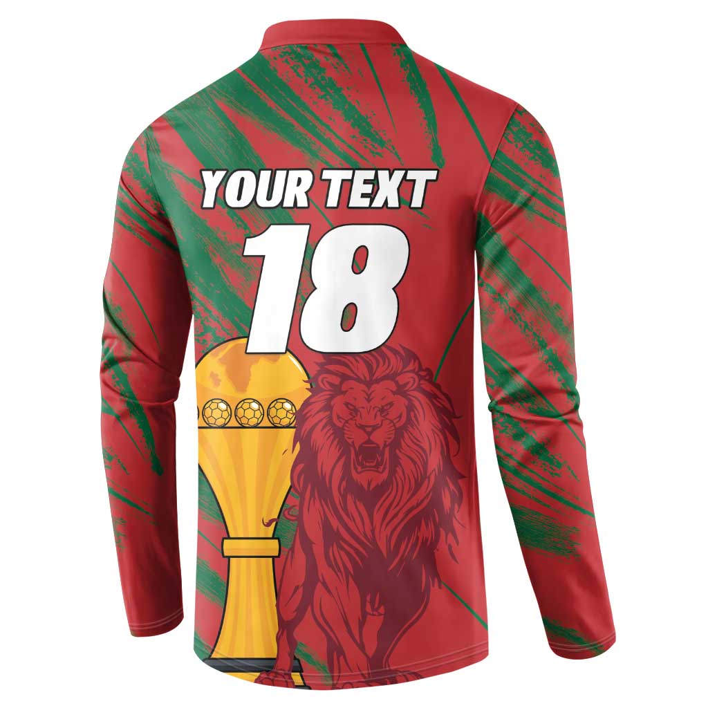 Custom Morocco Champions Football Button Sweatshirt Atlas Lions Grunge Motif