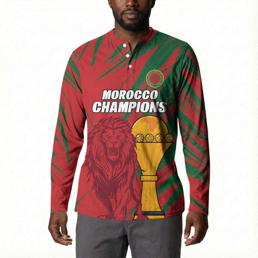 Custom Morocco Champions Football Button Sweatshirt Atlas Lions Grunge Motif