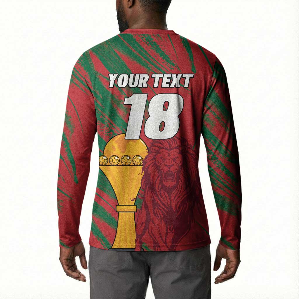 Custom Morocco Champions Football Button Sweatshirt Atlas Lions Grunge Motif
