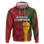 Custom Morocco Champions Football Hoodie Atlas Lions Grunge Motif