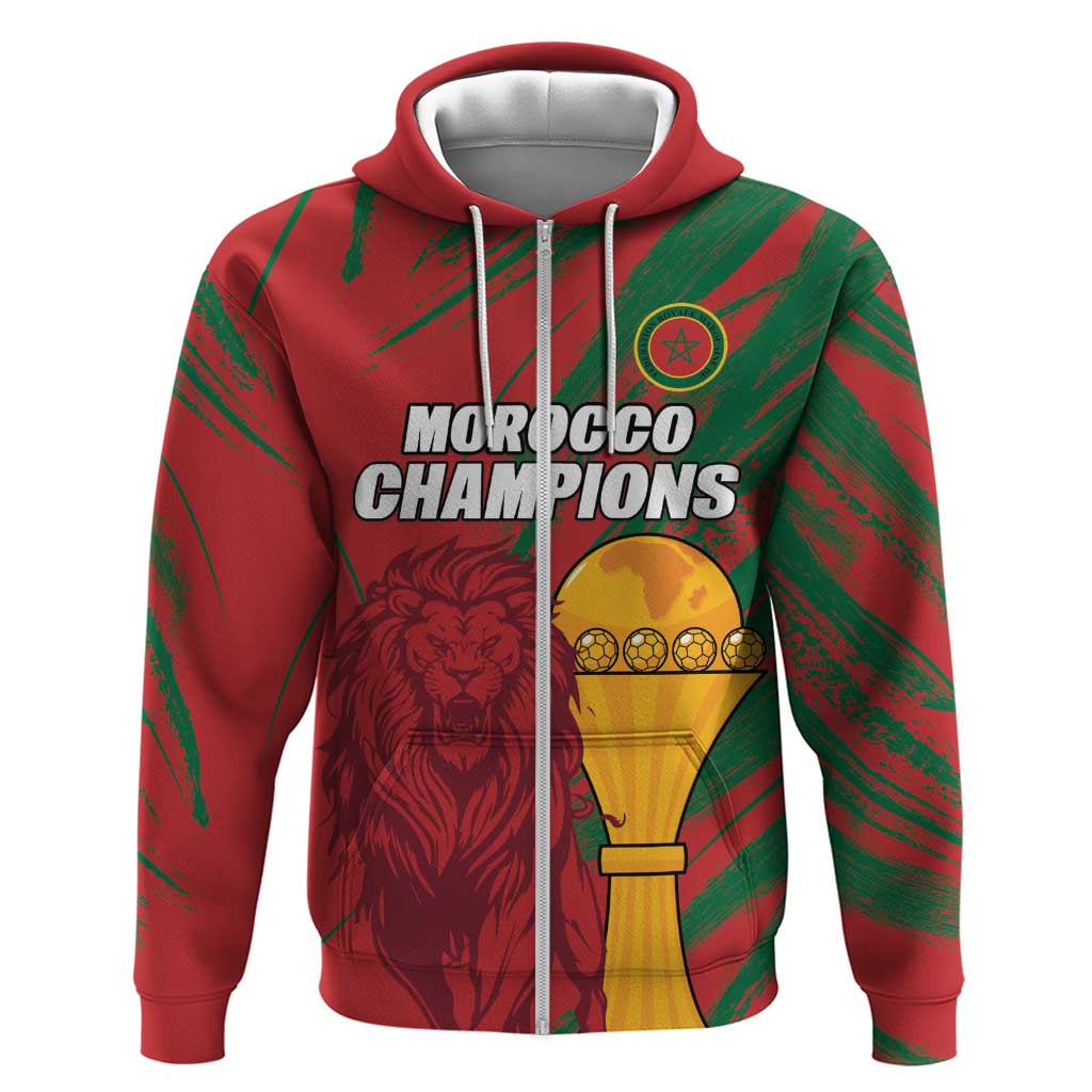 Custom Morocco Champions Football Hoodie Atlas Lions Grunge Motif