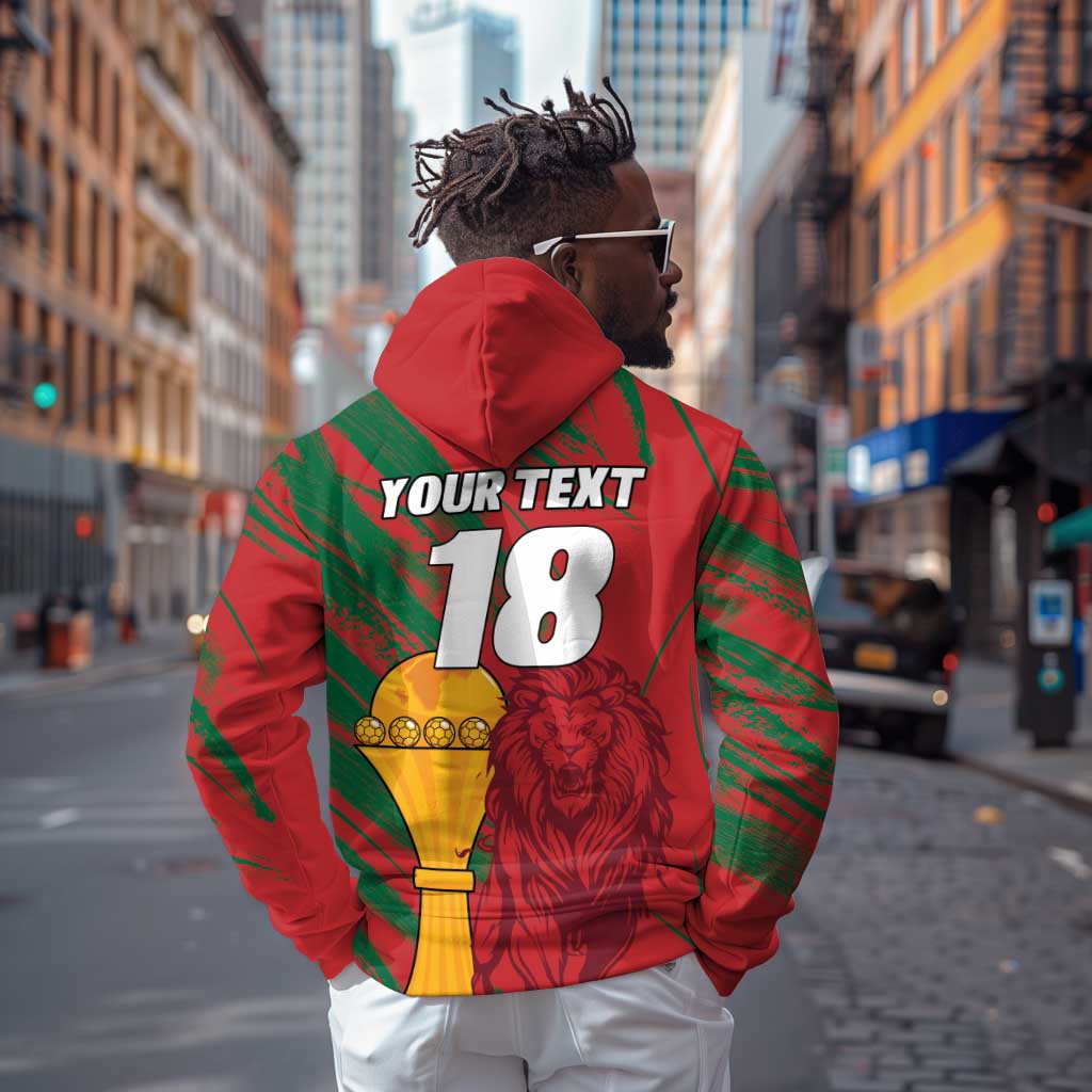 Custom Morocco Champions Football Hoodie Atlas Lions Grunge Motif