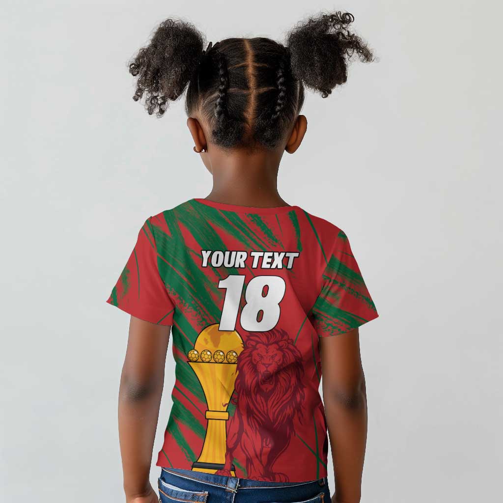 Custom Morocco Champions Football Kid T shirt Atlas Lions Grunge Motif