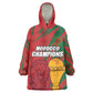 Custom Morocco Champions Football Kid Wearable Blanket Hoodie Atlas Lions Grunge Motif
