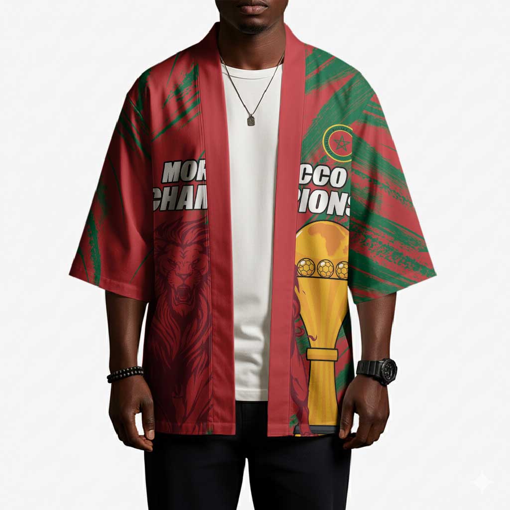 Custom Morocco Champions Football Kimono Atlas Lions Grunge Motif