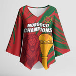 Custom Morocco Champions Football Kimono Sleeve Blouse Atlas Lions Grunge Motif