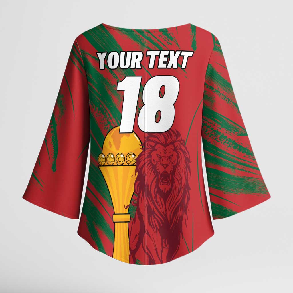 Custom Morocco Champions Football Kimono Sleeve Blouse Atlas Lions Grunge Motif