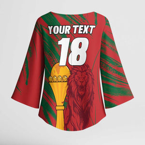 Custom Morocco Champions Football Kimono Sleeve Blouse Atlas Lions Grunge Motif