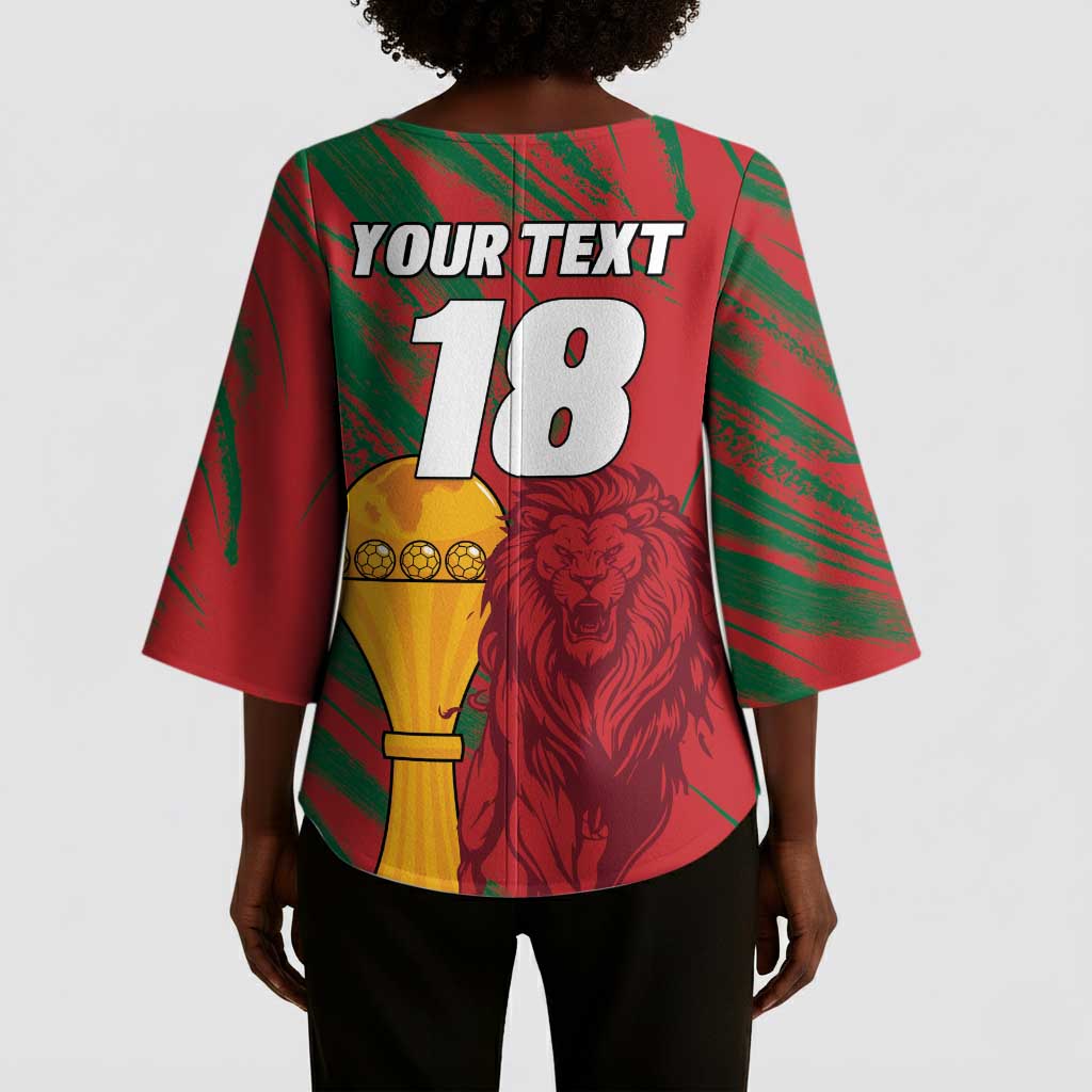 Custom Morocco Champions Football Kimono Sleeve Blouse Atlas Lions Grunge Motif