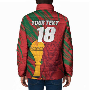 Custom Morocco Champions Football Padded Jacket Atlas Lions Grunge Motif