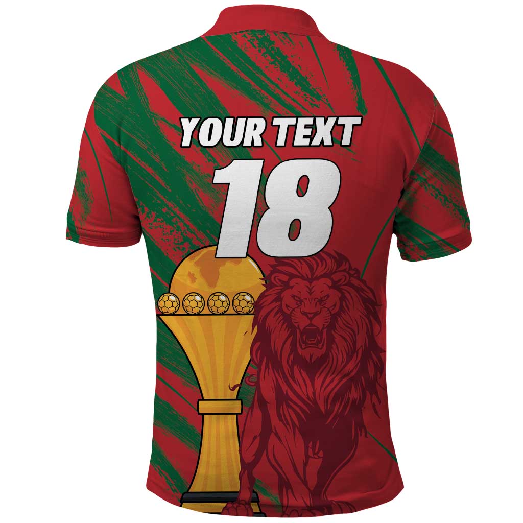 Custom Morocco Champions Football Polo Shirt Atlas Lions Grunge Motif