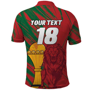Custom Morocco Champions Football Polo Shirt Atlas Lions Grunge Motif