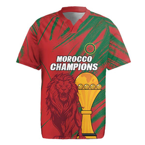 Custom Morocco Champions Football Rugby Jersey Atlas Lions Grunge Motif