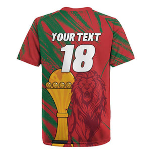 Custom Morocco Champions Football Rugby Jersey Atlas Lions Grunge Motif