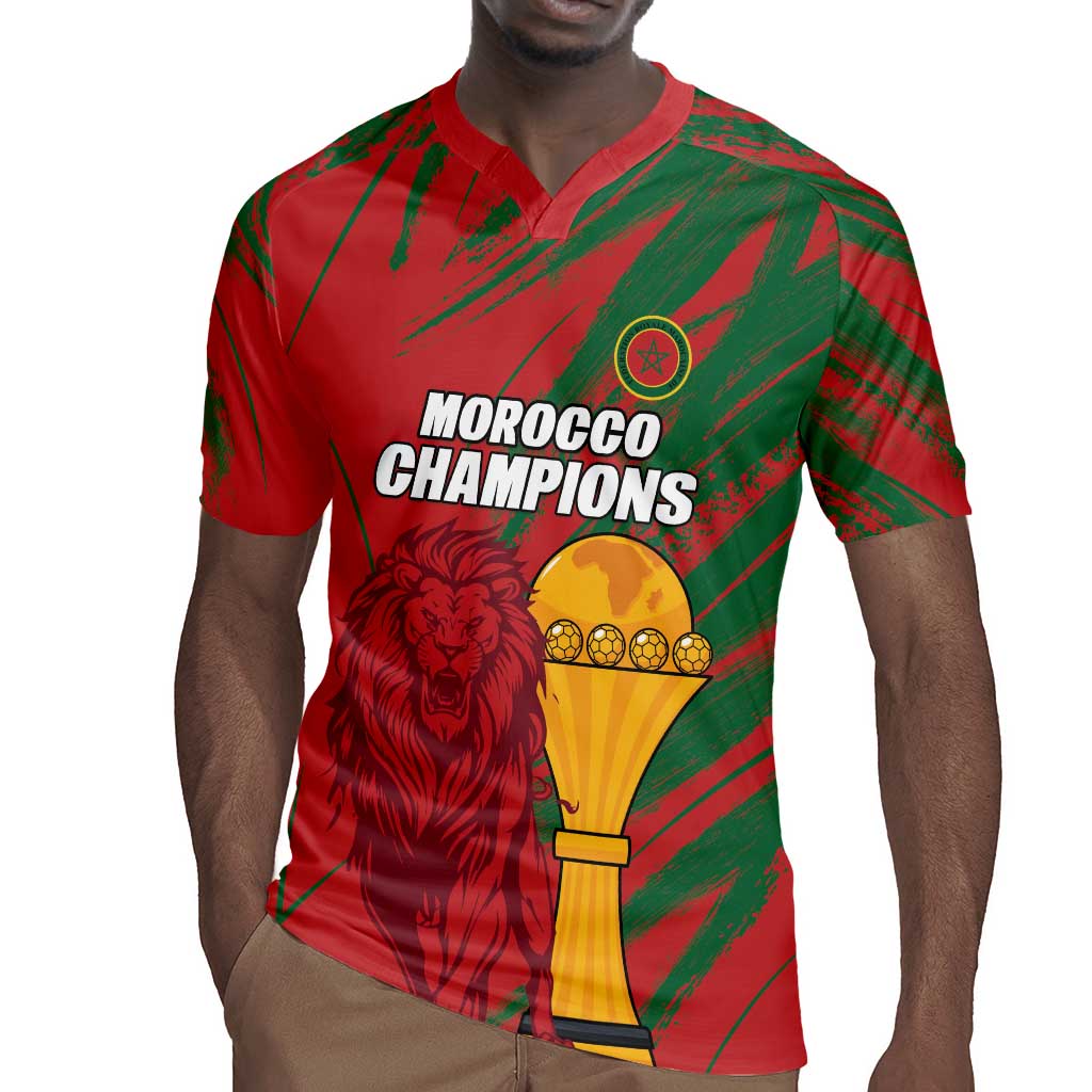 Custom Morocco Champions Football Rugby Jersey Atlas Lions Grunge Motif