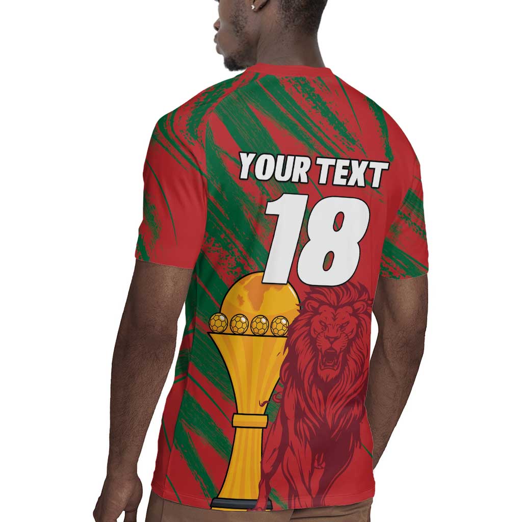 Custom Morocco Champions Football Rugby Jersey Atlas Lions Grunge Motif