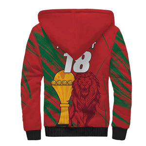 Custom Morocco Champions Football Sherpa Hoodie Atlas Lions Grunge Motif