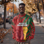 Custom Morocco Champions Football Sweatshirt Atlas Lions Grunge Motif