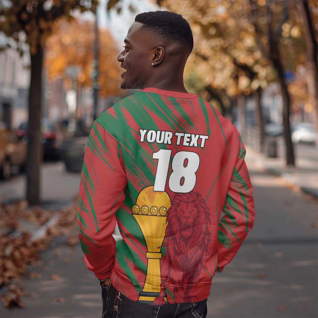 Custom Morocco Champions Football Sweatshirt Atlas Lions Grunge Motif