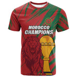 Custom Morocco Champions Football T shirt Atlas Lions Grunge Motif
