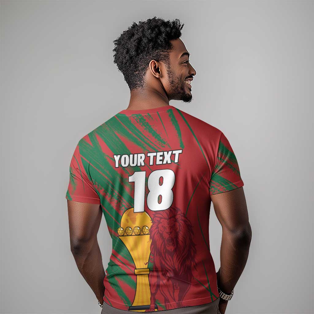 Custom Morocco Champions Football T shirt Atlas Lions Grunge Motif