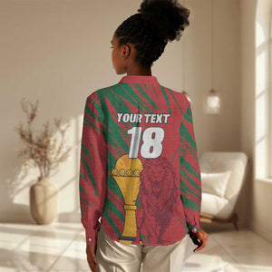 Custom Morocco Champions Football Women Casual Shirt Atlas Lions Grunge Motif