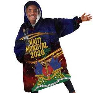 Haiti Mondyal 2026 Kid Wearable Blanket Hoodie Proud to Be Haitian