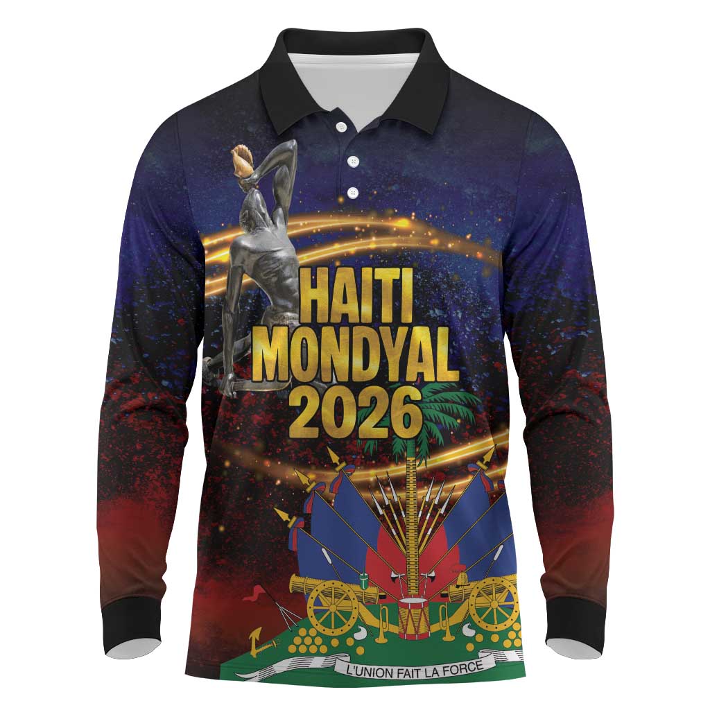 Haiti Mondyal 2026 Long Sleeve Polo Shirt Proud to Be Haitian