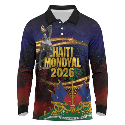 Haiti Mondyal 2026 Long Sleeve Polo Shirt Proud to Be Haitian