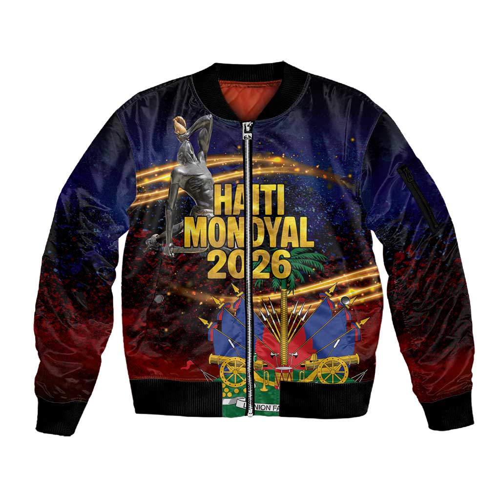 Haiti Mondyal 2026 Sleeve Zip Bomber Jacket Proud to Be Haitian