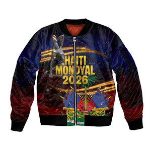 Haiti Mondyal 2026 Sleeve Zip Bomber Jacket Proud to Be Haitian
