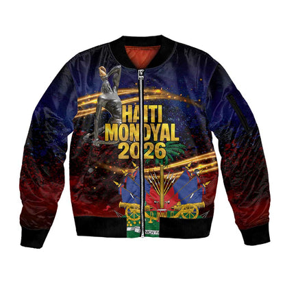 Haiti Mondyal 2026 Sleeve Zip Bomber Jacket Proud to Be Haitian