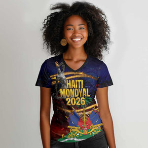 Haiti Mondyal 2026 Women V-Neck T-Shirt Proud to Be Haitian