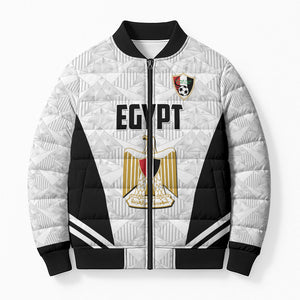 Custom Egypt Football Bomber Puffer Jacket 2026 Glory Run White Edition