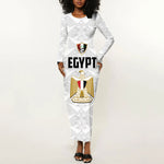 Custom Egypt Football Long Sleeve Bodycon Dress 2026 Glory Run White Edition