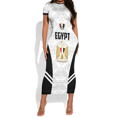 Custom Egypt Football Short Sleeve Bodycon Dress 2026 Glory Run White Edition